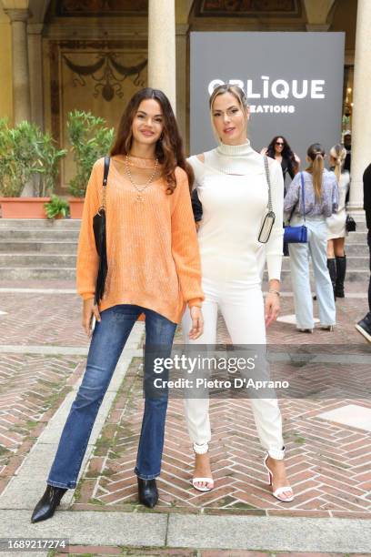 Julia Mammuccari and Thais Souza Wiggers attends at the Oblique Creations fashion show at Palazzo Isimbardi on September 18, 2023 in Milan, Italy.