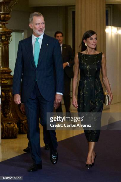 King Felipe VI of Spain and Queen Letizia of Spain attend the first edition of 'The La Vanguardia Awards' at the Museo Nacional de Arte de Cataluña...