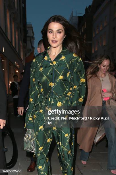 Rachel Weisz seen attending the Burberry's Bond Street store event during London Fashion Week September 2023 on September 18, 2023 in London, England.