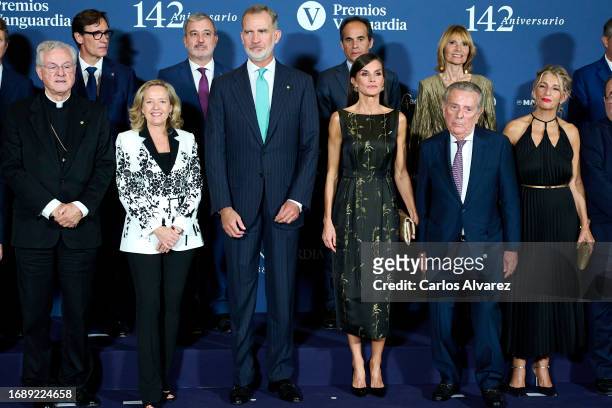 First Vice-president Nadia Calviño, King Felipe VI of Spain, Queen Letizia of Spain, Javier Godo and Second Vice-president Yolanda Diaz attend the...