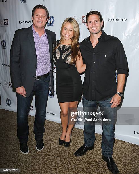 Bob Guiney, Jessica Hall and Kyle Carlson attend the 2nd Annual Hank Baskett Classic VIP reception at the Terranea Resort and Spa on May 16, 2013 in...