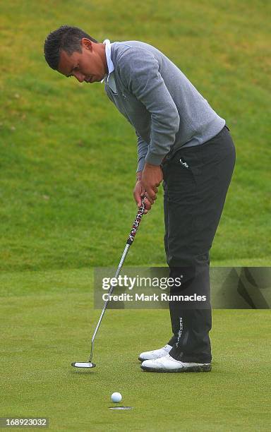 Christophe Brazillier of France putting on the 11th green during Day Two of the Madeira Islands Open - Portugal - BPI at Club de Golf do Santo da...