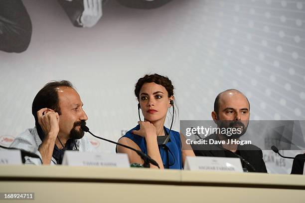 Director Asghar Farhadi, actress Berenice Bejo and actor Ali Mosaffa attend 'Le Passe' Press Conference during the 66th Annual Cannes Film Festival...