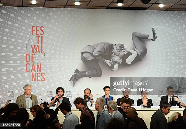 Tahar Rahim, director Asghar Farhadi, actress Berenice Bejo, Ali Mosaffa, Pauline Burlet and Alexandre Mallet-Guy attend 'Le Passe' Press Conference...