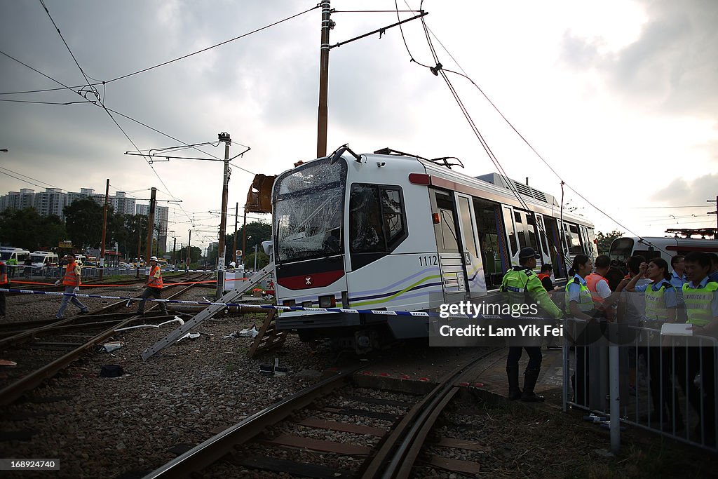 Two Light Railway Trains Crash In Hong Kong