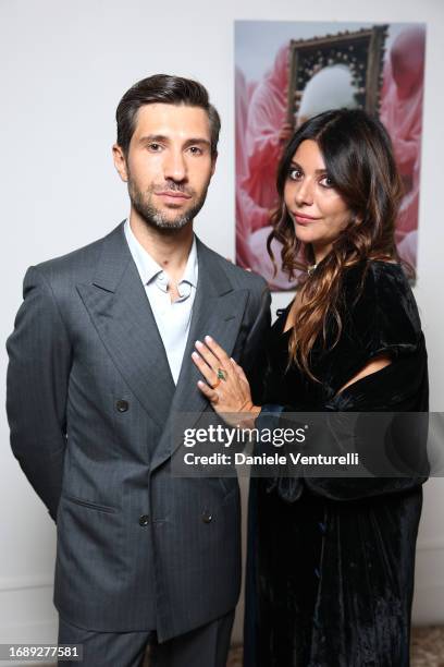 Filippo Fiora and Lavinia Fuksas attend the celebration of Lavinia Fuksas SS24 jewelry collection on September 18, 2023 in Milan, Italy.