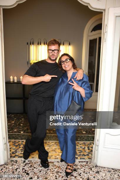 Paolo Stella and Francesca Noseda attend the celebration of Lavinia Fuksas SS24 jewelry collection on September 18, 2023 in Milan, Italy.