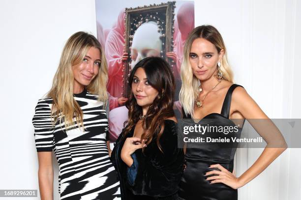 Flavia Arditi, Lavinia Fuksas and Candela Pelizza attend the celebration of Lavinia Fuksas SS24 jewelry collection on September 18, 2023 in Milan,...