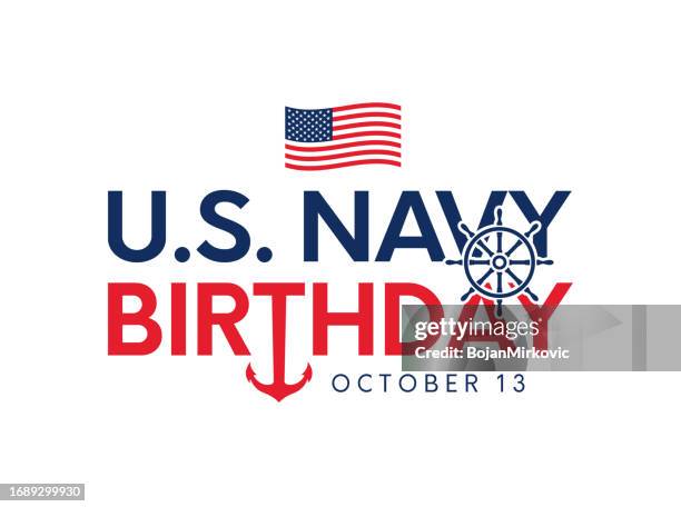 ilustrações de stock, clip art, desenhos animados e ícones de u.s. navy birthday card. vector - marinha-americana