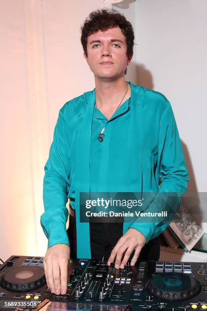 Dj performs at the celebration of Lavinia Fuksas SS24 jewelry collection on September 18, 2023 in Milan, Italy.