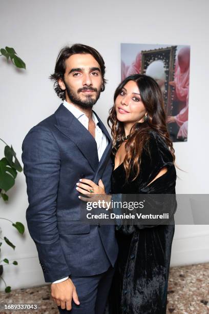Lavinia Fuksas and a guest attend the celebration of Lavinia Fuksas SS24 jewelry collection on September 18, 2023 in Milan, Italy.