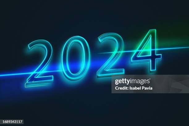 2024 in neon lights - 2024 stock pictures, royalty-free photos & images
