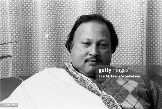 Pakistani musician Nusrat Fateh Ali Khan posed in Amsterdam, Netherlands on 29th February 1988.