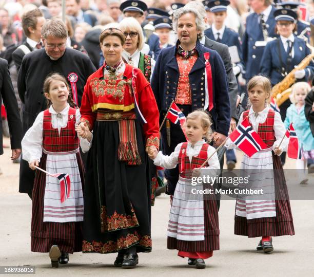 Princess Martha Louise, Ari Behn, Maud Angelica, Leah Isadora and Emma Tallulah take part in a parade in Southwark Park as they celebrate Norway...