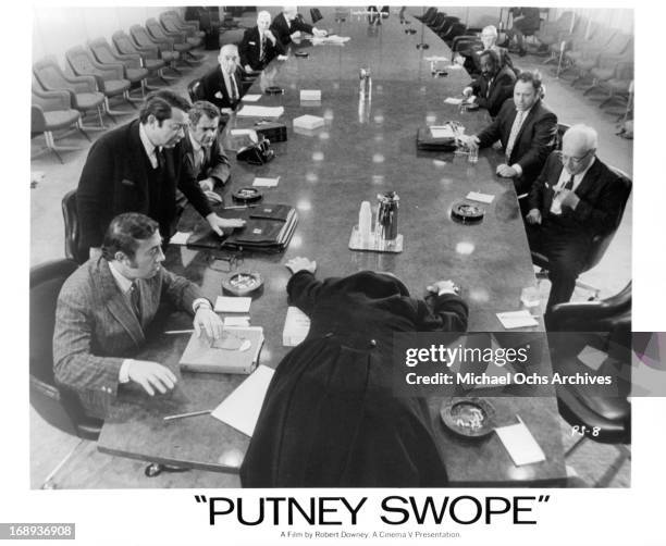 In a board meeting in the boardroom in a scene from the film 'Putney Swope', 1969.