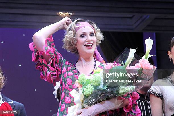 Jane Lynch takes her curtain call on her opening night in Broadway's "Annie" at The Palace Theatre on May 16, 2013 in New York City.