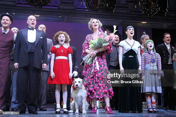 Jane Lynch takes her curtain call on her opening night in Broadway's "Annie" at The Palace Theatre on May 16, 2013 in New York City.