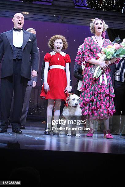 Jane Lynch takes her curtain call on her opening night in Broadway's "Annie" at The Palace Theatre on May 16, 2013 in New York City.