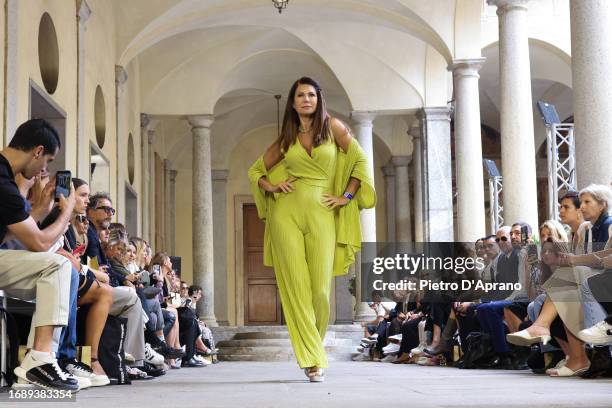 Susanna Messaggio walks the runway at the Martino Midali fashion show at Palazzo Isimbardi on September 18, 2023 in Milan, Italy.