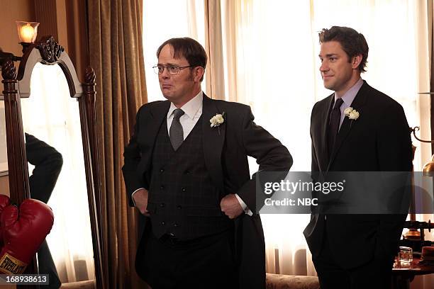 Finale" Episode 924/925 -- Pictured: Rainn Wilson as Dwight Schrute, John Krasinski as Jim Halpert --