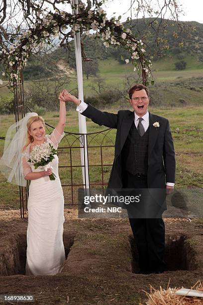 Finale" Episode 924/925 -- Pictured: Angela Kinsey as Angela Martin, Rainn Wilson as Dwight Schrute --