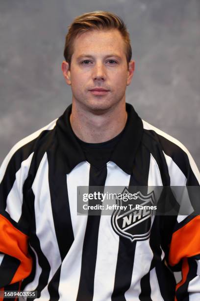 Official Brandon Blandina poses for his official headshot for the 2023-2024 season on September 11, 2023 at the Harborcenter in Buffalo, New York.