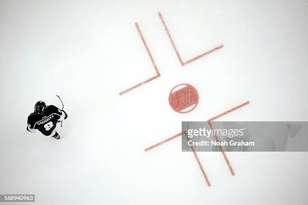Drew Doughty of the Los Angeles Kings warms up prior to the game against the St. Louis Blues in Game Six of the Western Conference Quarterfinals...