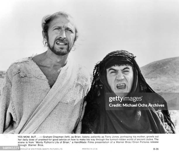 Graham Chapman and Terry Jones in a scene from the film 'Life Of Brian', 1979.