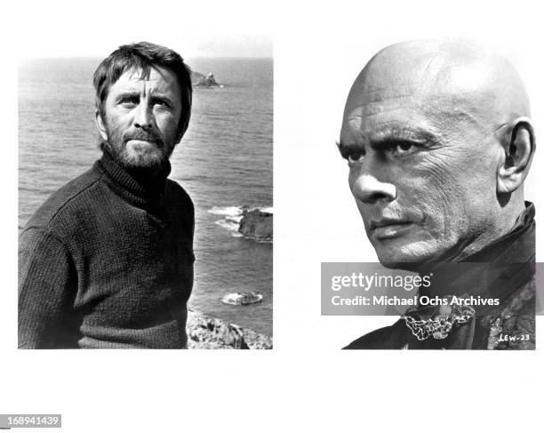 Kirk Douglas and Yul Brynner in various scenes from the film 'The Light At The Edge Of The World', 1971.