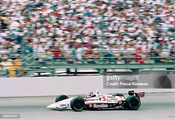 British racing driver Nigel Mansell competing in the 77th Indianapolis 500 at the Indianapolis Motor Speedway, Indiana, 30th May 1993. Mansell...