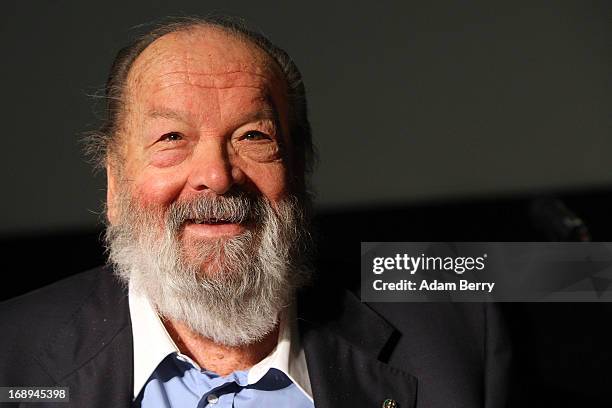 Bud Spencer, Italian actor, film producer, pilot and former professional swimmer, signs copies of the German translation of his autobiography,"Mein...