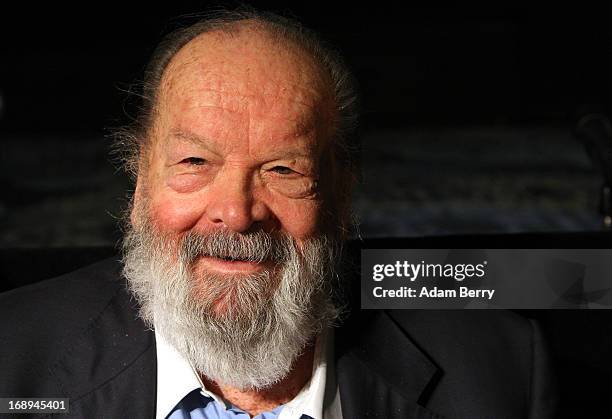 Bud Spencer, Italian actor, film producer, pilot and former professional swimmer, signs copies of the German translation of his autobiography,"Mein...