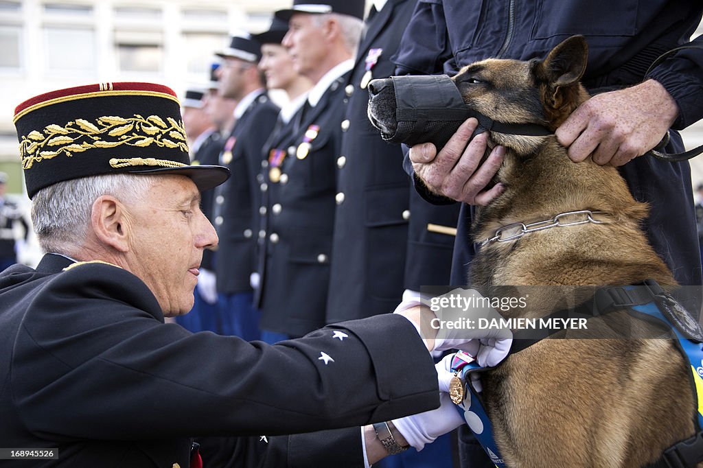 FRANCE-GENDARMERIE-CHIEN-DECORATION-INSOLITE