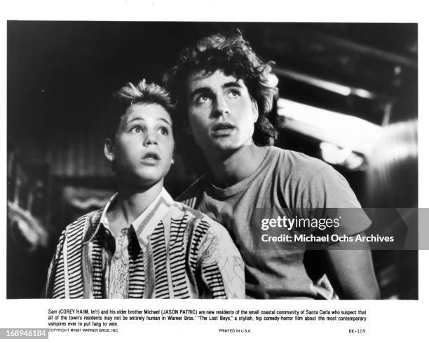 Corey Haim and Jason Patric in a scene from the film 'The Lost Boys', 1987.