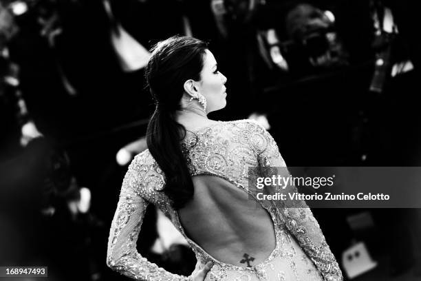 Actress Eva Longoria attends the Premiere of 'Le Passe' during The 66th Annual Cannes Film Festival at Palais des Festivals on May 17, 2013 in...