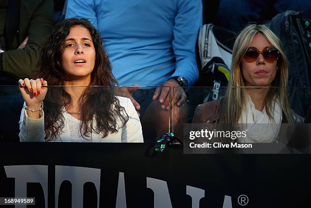 The girlfriend of Rafael Nadal of Spain, Maria Francisca Perello, is seen in the stands with Isabel Nadal on day six of the Internazionali BNL...