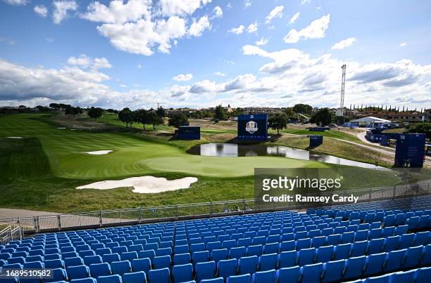 Rome , Italy - 25 September 2023; A general view of the 18th green before the 2023 Ryder Cup at Marco Simone Golf and Country Club in Rome, Italy.