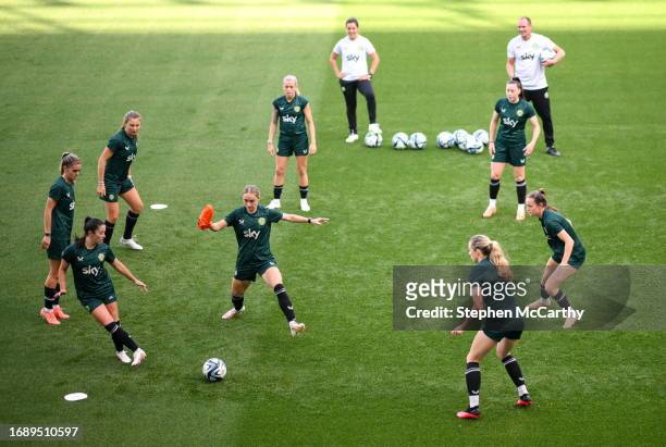 Budapest , Hungary - 25 September 2023; A general view during a Republic of Ireland women training session at Hidegkuti Nándor Stadium in Budapest,...