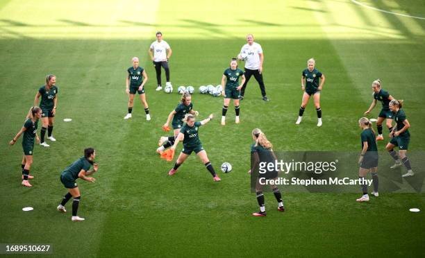 Budapest , Hungary - 25 September 2023; A general view during a Republic of Ireland women training session at Hidegkuti Nándor Stadium in Budapest,...