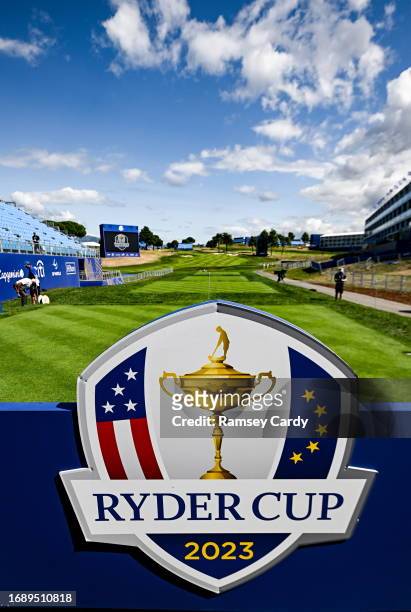 Rome , Italy - 25 September 2023; A general view of the 1st tee box before the 2023 Ryder Cup at Marco Simone Golf and Country Club in Rome, Italy.