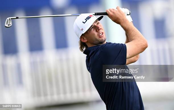 Rome , Italy - 25 September 2023; Sam Burns of USA on the practice range before the 2023 Ryder Cup at Marco Simone Golf and Country Club in Rome,...