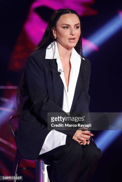 Italian singer Arisa during the Rai TV program "Belve".