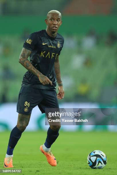 Anderson Talisca of Al Nassr controls the ball during Saudi King's Cup match between Al Nassr and Ohod at Prince Abdullah Al Faisal Stadium on...