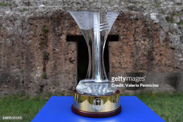 The Junior Ryder Cup Trophy during the opening ceremony of the 2023 Junior Ryder Cup at Sutri Amphitheatre on September 25, 2023 in Viterbo, Italy.