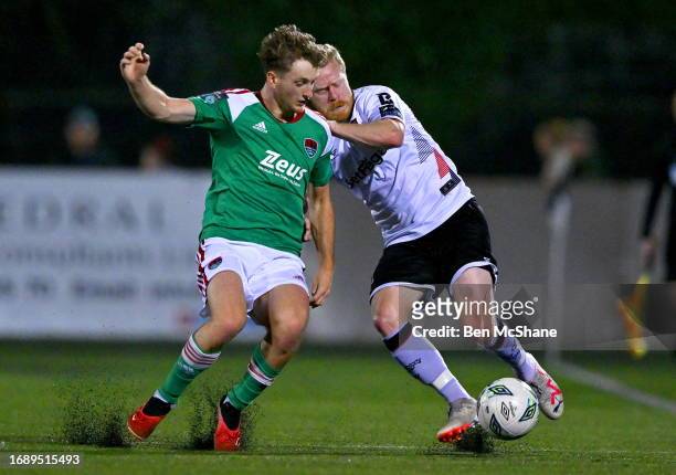 Louth , Ireland - 25 September 2023; Daryl Horgan of Dundalk in action against Cian Bargary of Cork City during the SSE Airtricity Men's First...