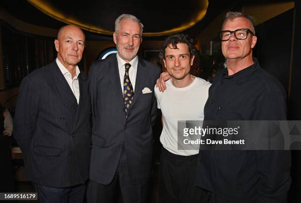 Dylan Jones, Jeremy King, Jackson Boxer and Jeremy Lee attend the launch of 'The Art Of Dining: Celebrate London Restaurants' at The Groucho Club on...