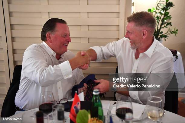 Paul Levy, captain of the USA team and Stephen Gallacher, captain of the European team during the Opening Ceremony Dinner during the 2023 Junior...