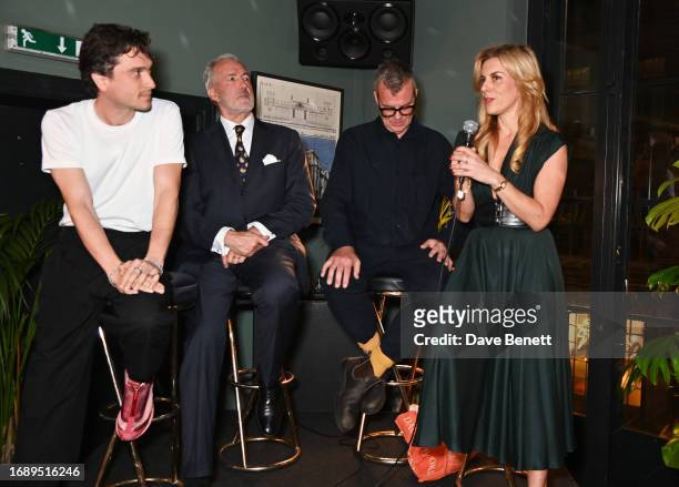 Jackson Boxer, Jeremy King, Jeremy Lee and Christina Makris speak during a panel discussion at the launch of 'The Art Of Dining: Celebrate London...