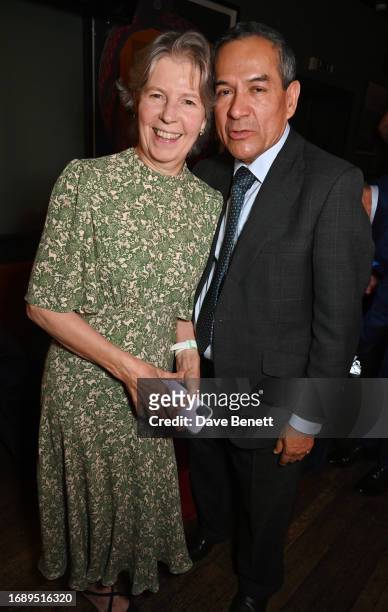 Sally Clarke and Jesus Adorno attend the launch of 'The Art Of Dining: Celebrate London Restaurants' at The Groucho Club on September 25, 2023 in...