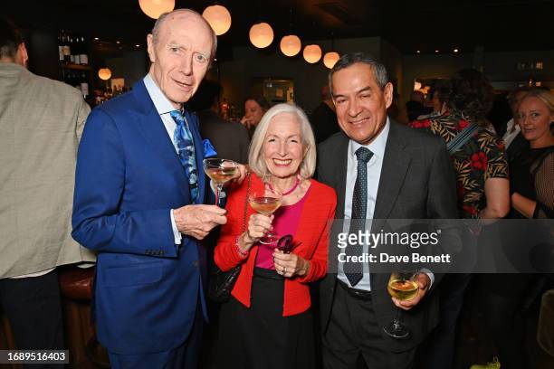 Rob Wilson, Robyn Wilson and Jesus Adorno attend the launch of 'The Art Of Dining: Celebrate London Restaurants' at The Groucho Club on September 25,...